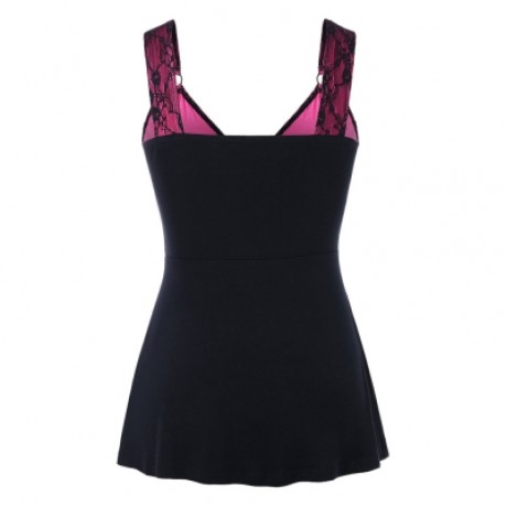 Lace Up Empire Waist Corset Tank Top (ROSE RED)