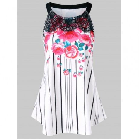 LACE INSERT FLORAL TANK TOP (WHITE)