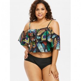 Feather Cami Plus Size Tankini Set (BLACK)