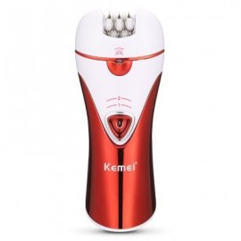 Kemei KM - 1107 3-in-1 Rechargeable Epilator Lady Shaver Callus Remover  (RED)