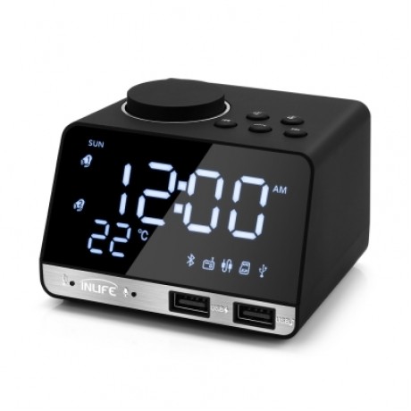 INLIFE K11 BLUETOOTH 4.2 MULTIPURPOSE ALARM CLOCK SPEAKER (BLACK)