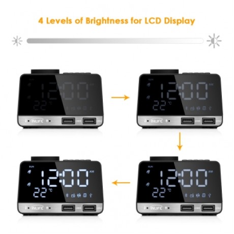 INLIFE K11 BLUETOOTH 4.2 MULTIPURPOSE ALARM CLOCK SPEAKER (BLACK)