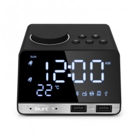 INLIFE K11 BLUETOOTH 4.2 MULTIPURPOSE ALARM CLOCK SPEAKER (BLACK)