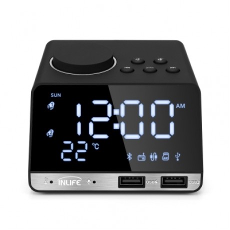 INLIFE K11 BLUETOOTH 4.2 MULTIPURPOSE ALARM CLOCK SPEAKER (BLACK)