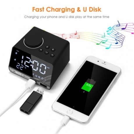 INLIFE K11 BLUETOOTH 4.2 MULTIPURPOSE ALARM CLOCK SPEAKER (BLACK)