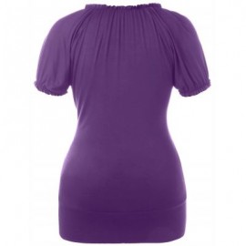 Plus Size Ruffle Trim Sequined T-shirt (PURPLE)