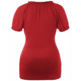 Plus Size Ruffle Trim Sequined T-shirt (LAVA RED)
