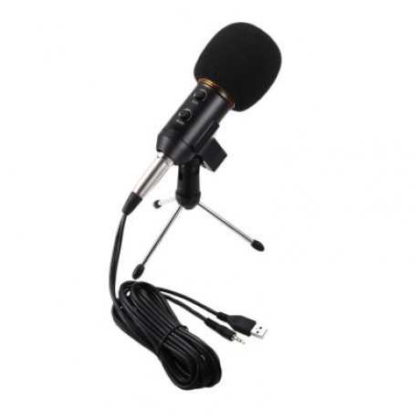 BM - 300FX Audio Sound Recording Condenser Microphone with Foldable Tripod (BLACK)