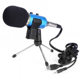 BM - 300FX Audio Sound Recording Condenser Microphone with Foldable Tripod (BLUE)