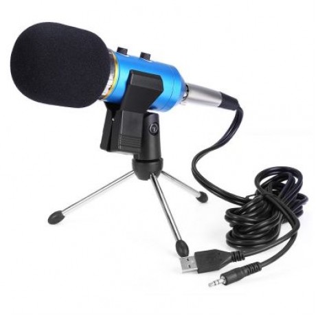 BM - 300FX Audio Sound Recording Condenser Microphone with Foldable Tripod (BLUE)