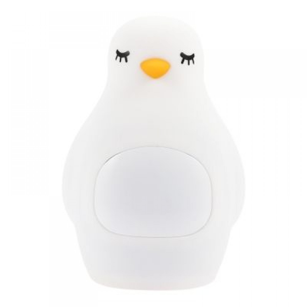 A LED Night Light Penguin Outlook Alarm Clock Silicone Cute Lamp for Children (WHITE)