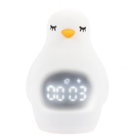 A LED Night Light Penguin Outlook Alarm Clock Silicone Cute Lamp for Children (WHITE)