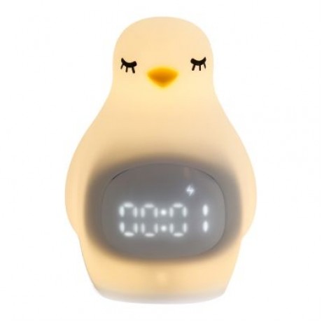 A LED Night Light Penguin Outlook Alarm Clock Silicone Cute Lamp for Children (YELLOW)