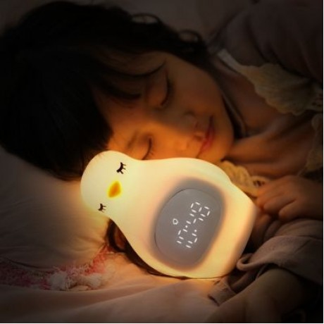 A LED Night Light Penguin Outlook Alarm Clock Silicone Cute Lamp for Children (YELLOW)