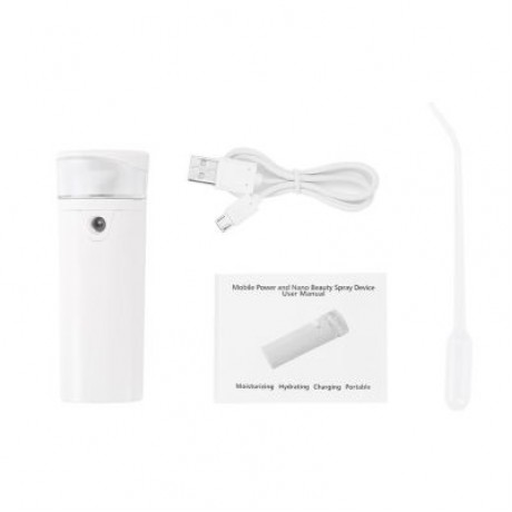 Nano Handy Mist Spray Facial Mister USB Rechargeable Beauty Instrument  (WHITE)