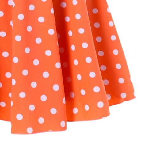Plunging Neck One Piece Polka Dot Swimwear (ORANGE)