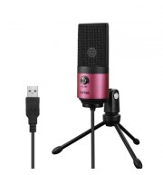 FIFINE K669 USB Wired Microphone with Recording Function for PC Laptop  (BLACK AND PINK)