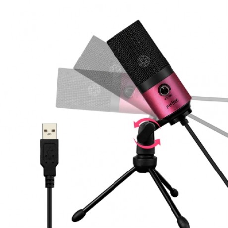 FIFINE K669 USB Wired Microphone with Recording Function for PC Laptop  (BLACK AND PINK)