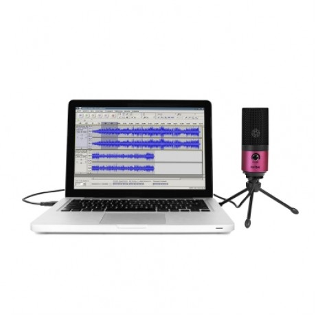 FIFINE K669 USB Wired Microphone with Recording Function for PC Laptop  (BLACK AND PINK)