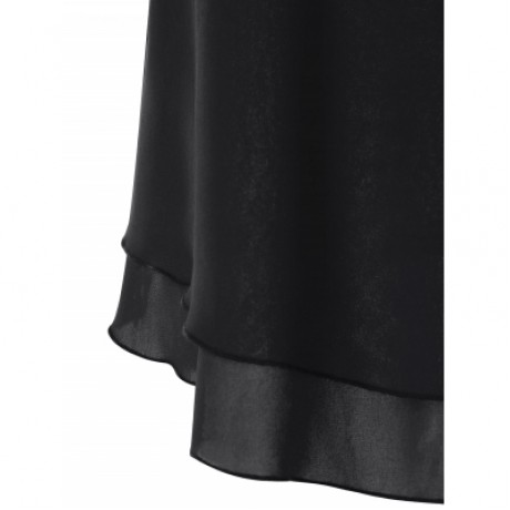 Half Zipper High Low Criss Cross Women Tank Top (BLACK)