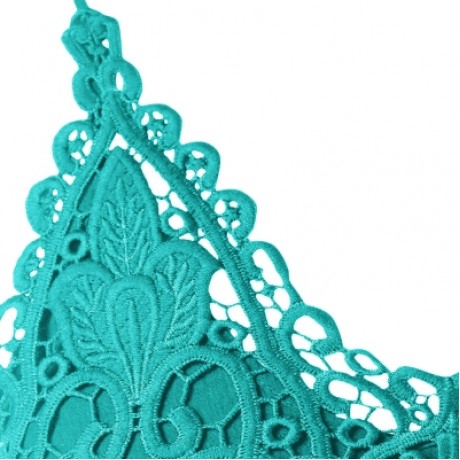 Plus Size Lace Trim Smocked Women Tank Top (MEDIUM TURQUOISE)