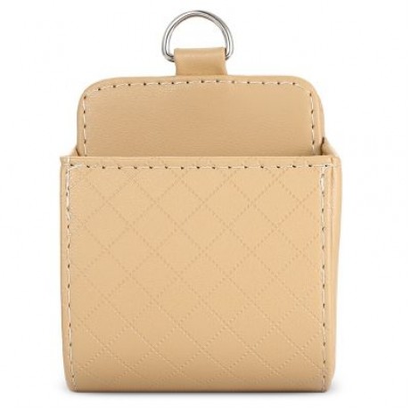 Car PU Leather Air Outlet Hanging Storage Box Holder Phone Card Sunglasses  (BEIGE)