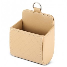 Car PU Leather Air Outlet Hanging Storage Box Holder Phone Card Sunglasses  (BEIGE)