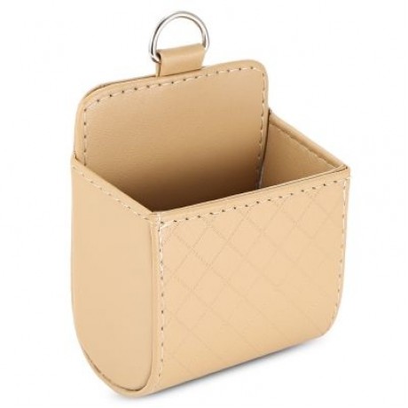 Car PU Leather Air Outlet Hanging Storage Box Holder Phone Card Sunglasses  (BEIGE)