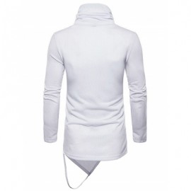 Pile Heap Collar Irregular Hem Solid Color Long Sleeve T-shirt (WHITE)