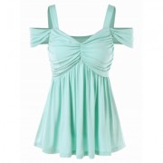 Bare Shoulder Swing T-shirt (PALE BLUE LILY)