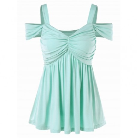 Bare Shoulder Swing T-shirt (PALE BLUE LILY)