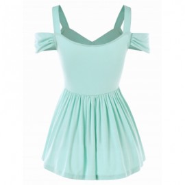 Bare Shoulder Swing T-shirt (PALE BLUE LILY)
