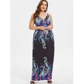 Plus Size Paisley Maxi Dress (BLACK)