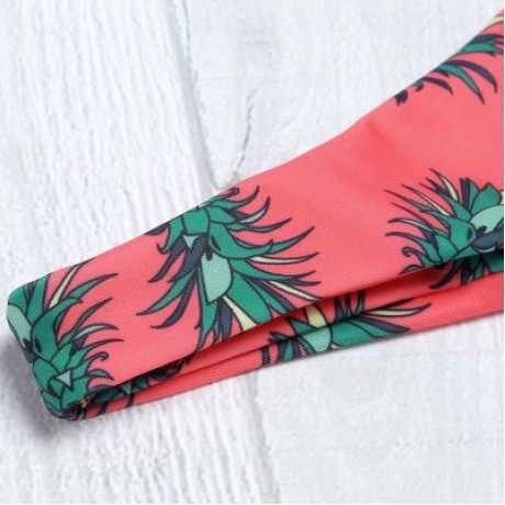 Plunge Neck Flounce Backless Padded Floral Print Low Waist Women Bikini Set (WATERMELON PI