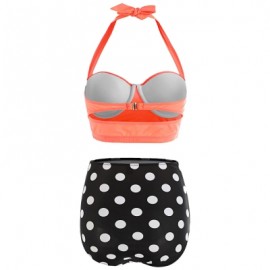 Plus Size High Waist Halter Polka Dot Bikini (SUNRISE ORANGE)