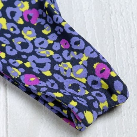 Halter Neck Backless Cut Out Print Tied Low Waist Women Bikini Set (PURPLE MONSTER)