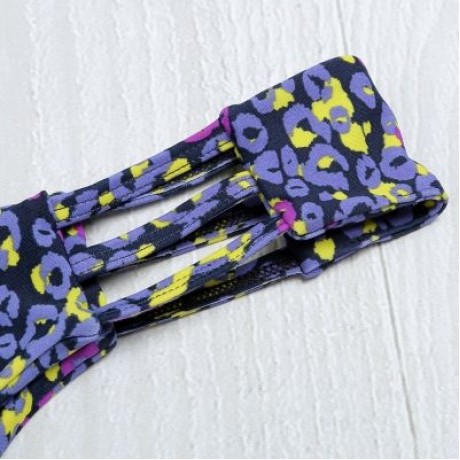 Halter Neck Backless Cut Out Print Tied Low Waist Women Bikini Set (PURPLE MONSTER)