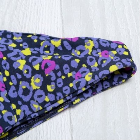 Halter Neck Backless Cut Out Print Tied Low Waist Women Bikini Set (PURPLE MONSTER)