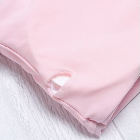 Strapless Padded Solid Color High Waist Two-piece Women Bikini Set (LIGHT PINK)