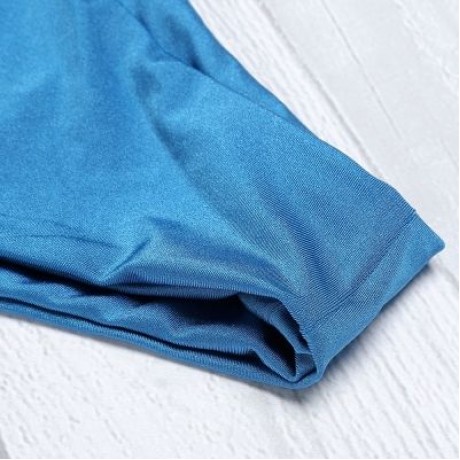 Strapless Padded Solid Color High Waist Two-piece Women Bikini Set (BLUE IVY)