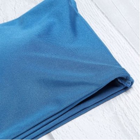 Strapless Padded Solid Color High Waist Two-piece Women Bikini Set (BLUE IVY)