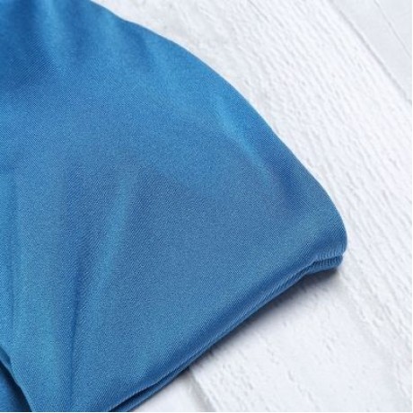 Strapless Padded Solid Color High Waist Two-piece Women Bikini Set (BLUE IVY)