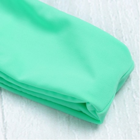 Halter Neck Backless Cut Out Tied Strap Low Waist Women Bikini Set (BLUE GREEN)