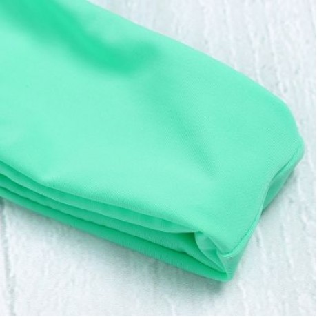 Halter Neck Backless Cut Out Tied Strap Low Waist Women Bikini Set (BLUE GREEN)