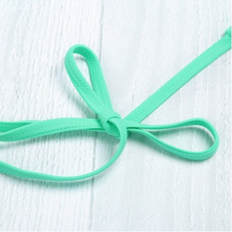 Halter Neck Backless Cut Out Tied Strap Low Waist Women Bikini Set (BLUE GREEN)