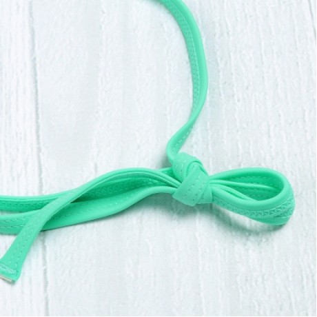 Halter Neck Backless Cut Out Tied Strap Low Waist Women Bikini Set (BLUE GREEN)