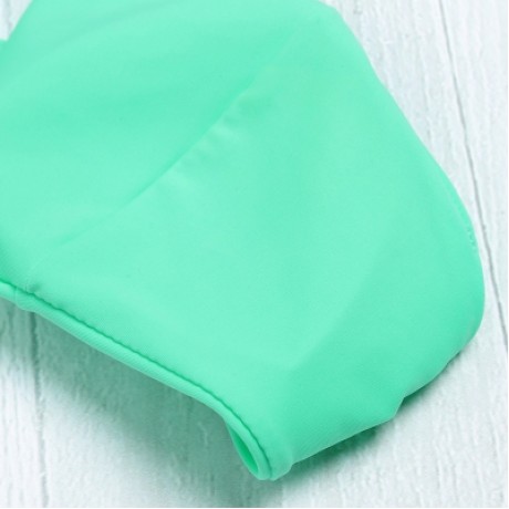 Halter Neck Backless Cut Out Tied Strap Low Waist Women Bikini Set (BLUE GREEN)