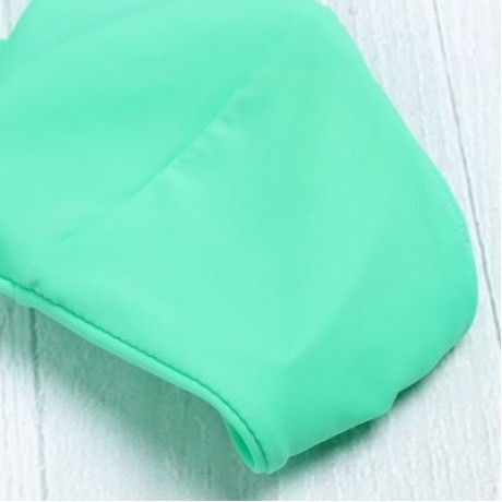 Halter Neck Backless Cut Out Tied Strap Low Waist Women Bikini Set (BLUE GREEN)