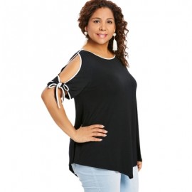 Plus Size Slit Sleeve T-shirt (BLACK)