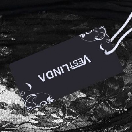 Women Cold Shoulder Hollow Sleeve Printed Floral Lace Shirt Female Blouse (BLACK)
